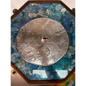 Vintage Hammered Aluminum Tulip Covered Serving Dish Mid Century